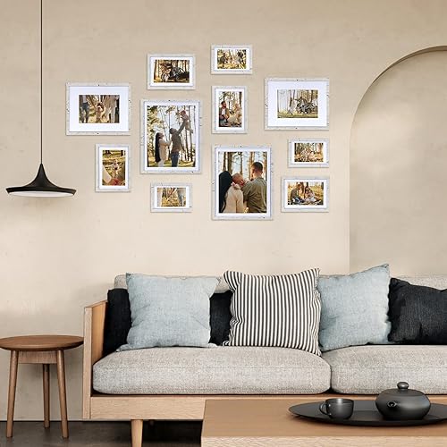 Miniatura 7 de Giftgarden Juego de 10 portarretratos de 5 x 7 pulgadas, color mármol blanco y beige, mate para mostrar fotos de 4 x 6 con paspartú o fotos de 7 x 5