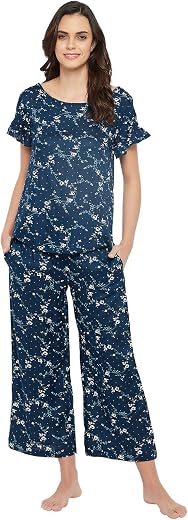 Clovia Women Cotton Pants Pajama Set