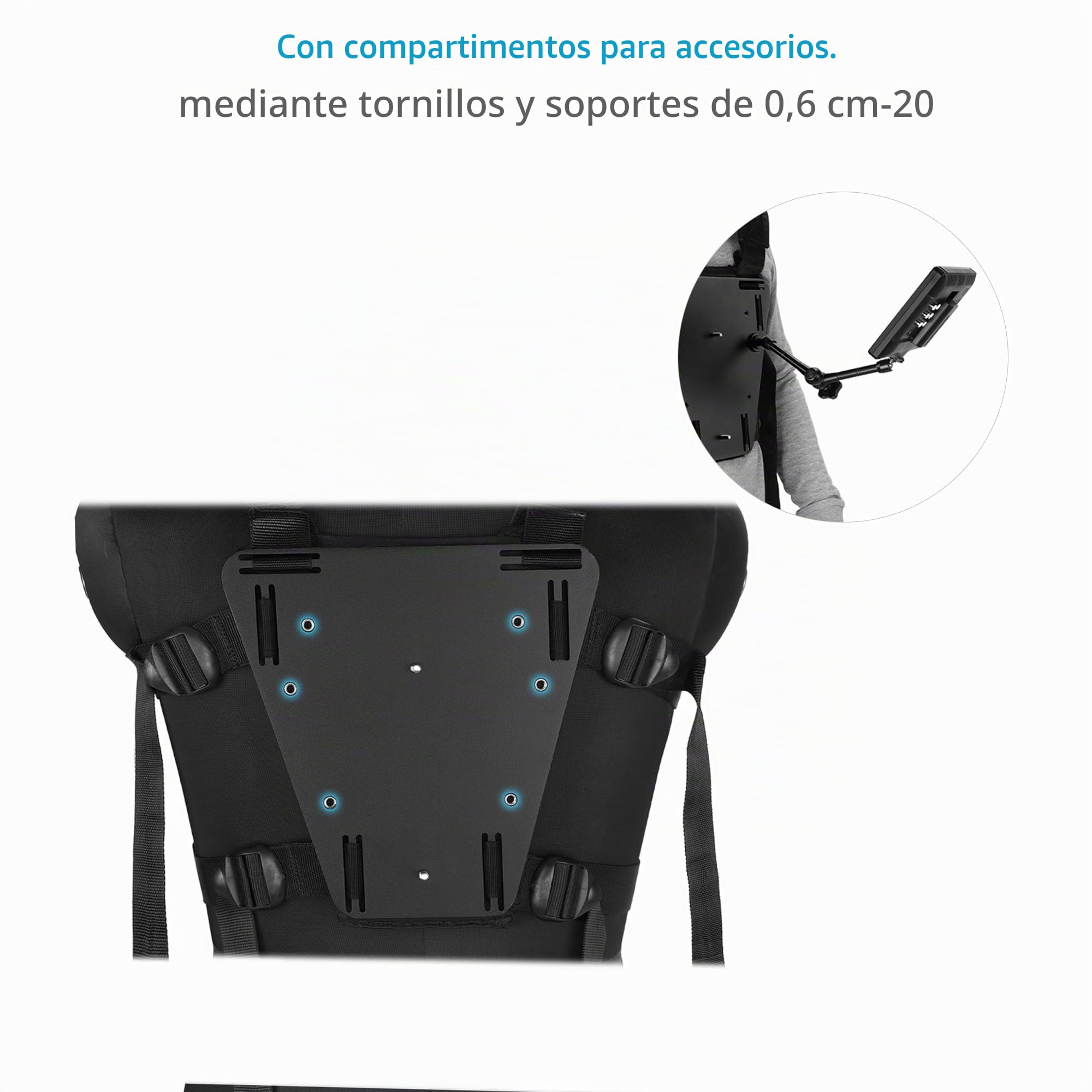 FLYCAM Arnés de montaje para cámara DSLR Camvest manos libres, 1,3 kg | Poste telescópico de 3 pies con inclinación de cabeza de bola de 180° para ángulos de disparo POV o tercera persona