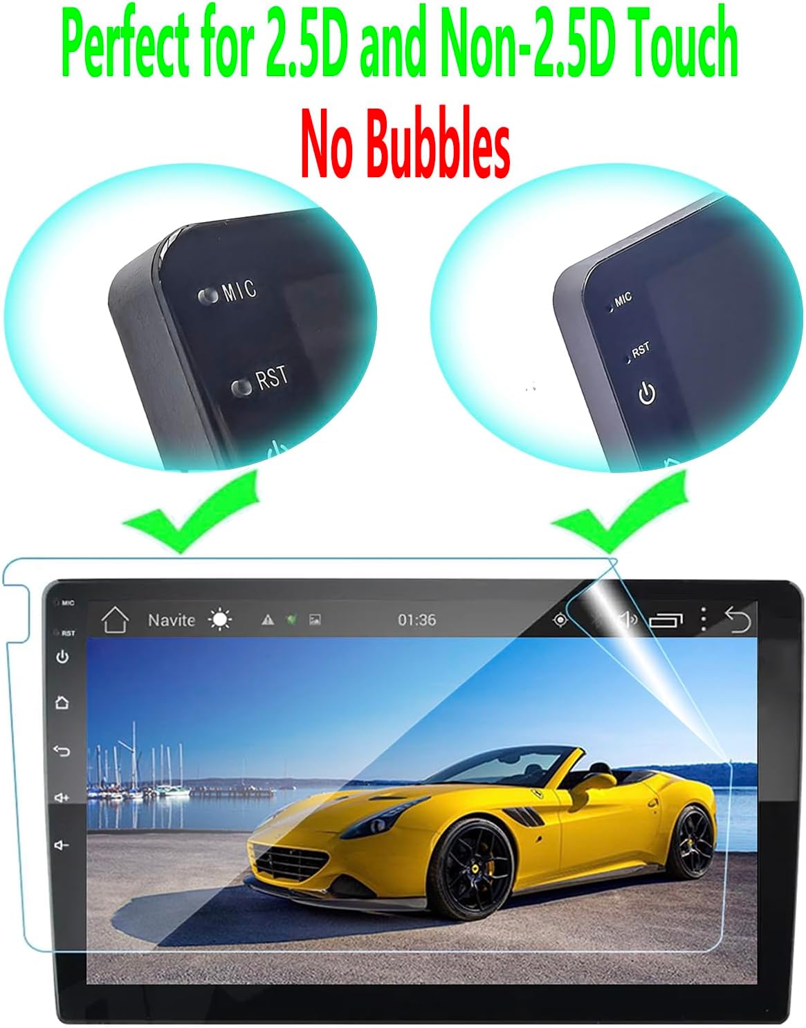 Teyes Spro Junsun V1 2PCS Nano Soft Film Screen Protector - Upgraded Non-breakable Flexible TPU for 9 & 10.1 Inch Android Car Stereo (Not Tempered Glass) (9 Inch x 2 PCS)