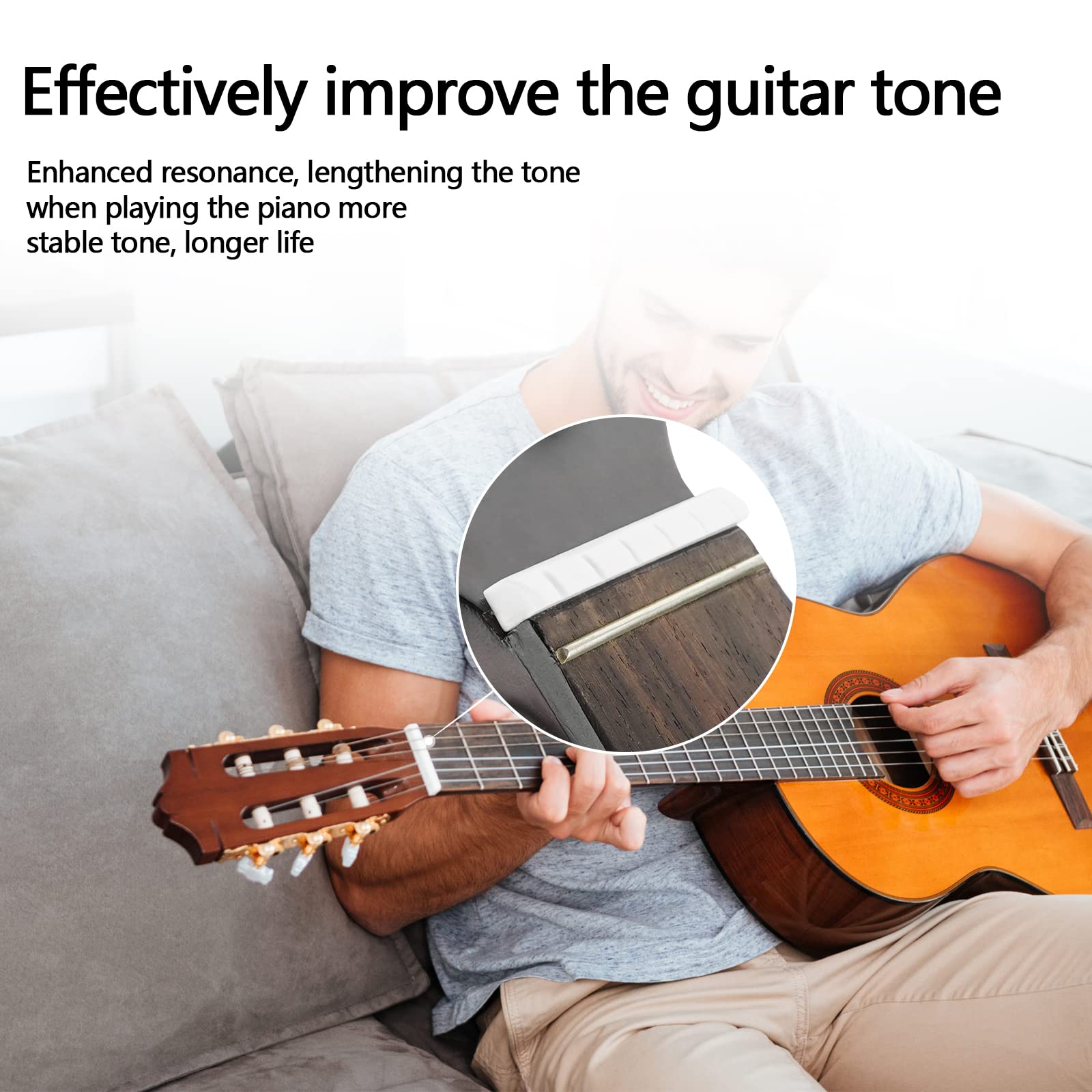 Sillet Guitare Folk Sillets Chevalet Guitare Martin - Os Compensé 73,66mm, Lot De 2 Pièces Sillet Chevalet 73mm