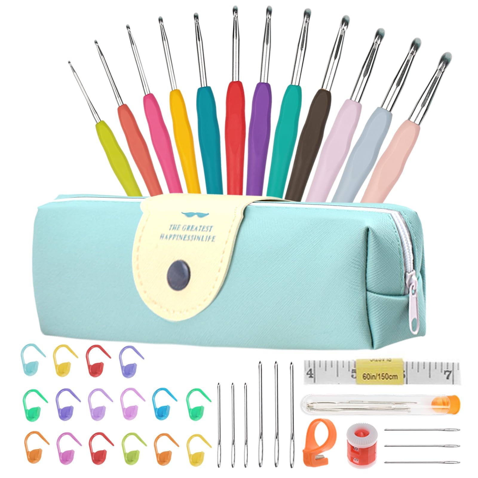 Häkelnadel Set 14 Stück Bunte Ergonomische Soft Gummi Comfort Grip Häkeln