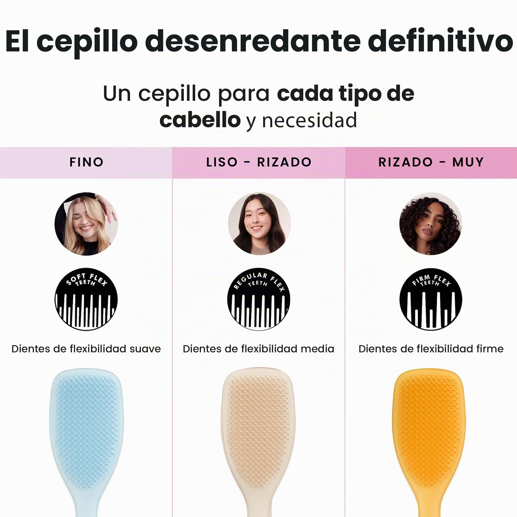 Tangle Teezer Large Fine and Fragile Ultimate Detangler Hairbrush - Cepillo Grande para Cabello Teñido, Fino y Frágil - Púas Suaves y Flexibles de Doble Altura, Menos Rotura y Sin Tirones - Azul