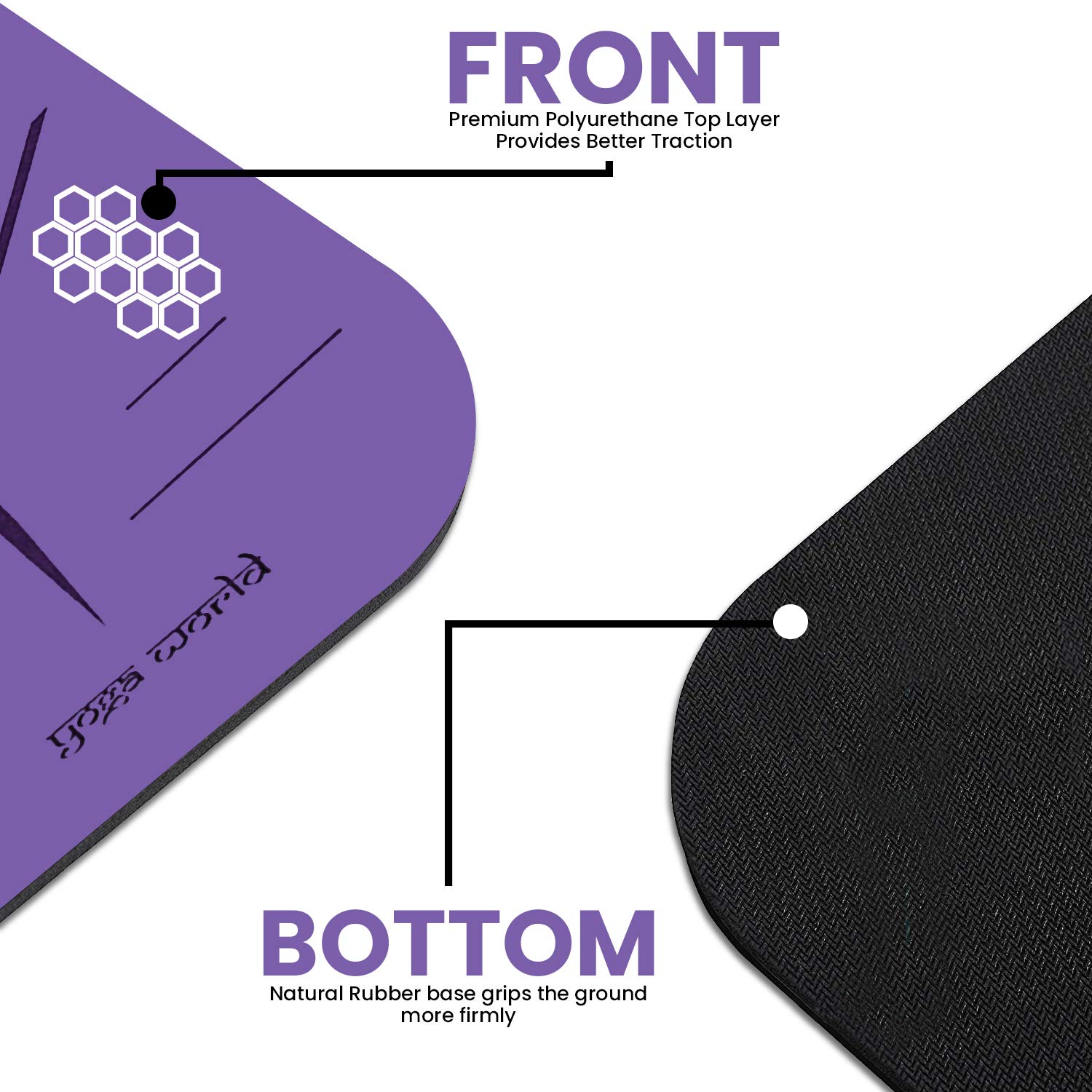 Yoga World Esterilla de yoga para alineación – Parte inferior de goma TPE antideslizante y antideslizante, suave, gruesa y duradera, para pilates y entrenamiento en casa, cojín ecológico biodegradable