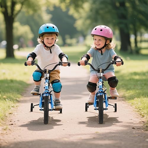 Miniatura 2 de COSTWAY Bicicleta para niños de 12, 14, 16, 18 pulgadas, bicicleta de entrenamiento para niños y niñas con ruedas de entrenamiento extraíbles,