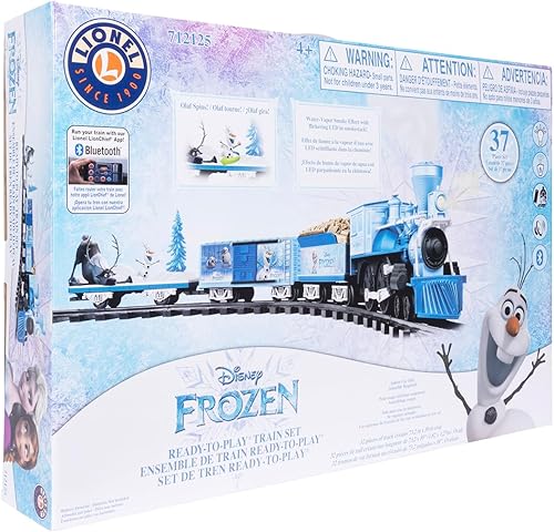 Miniatura 15 de Lionel Juego de tren de juguete de Frozen de Disney a pilas con Bluetooth, locomotora, vagones de tren y pista con sonidos auténticos de tren, luces