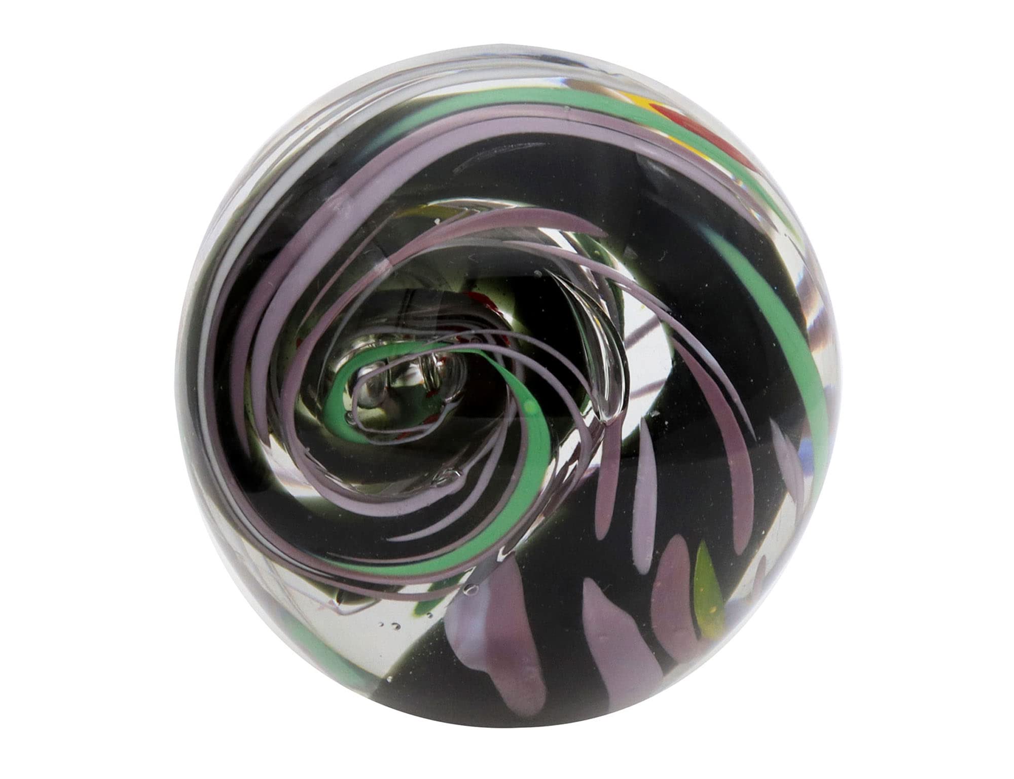 Presse Papier Décoratif et Sulfure Verre, Dystopie 1, Gris et Parme, Diamètre 8 cm