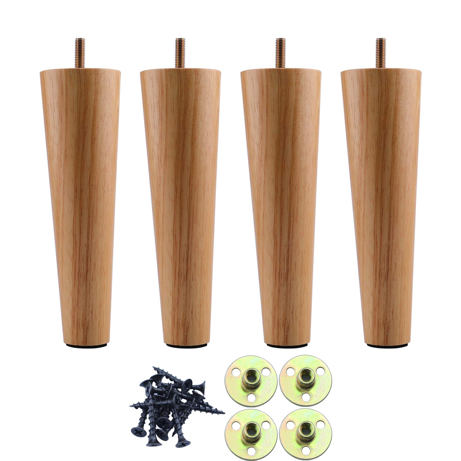 Round Solid Wood Furniture Feet Sofa Legs 6 inch, Natural Wooden Couch