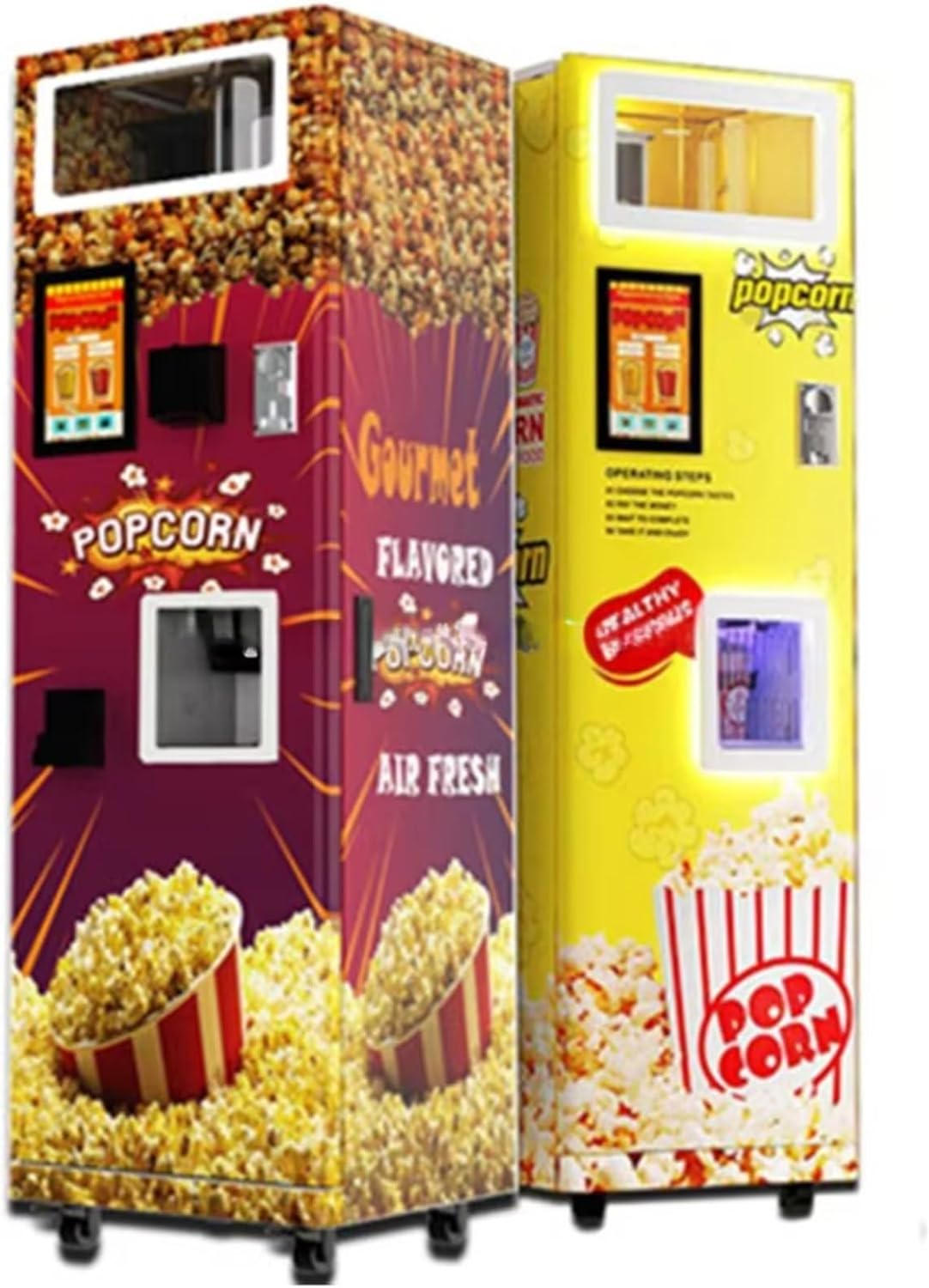 Automatic Popcorn Vending Machine Commercial, Self Service Popcorn Dispenser with Cashless Payment, Unattended Smart Popcorn Maker for Business Mall School Arcade