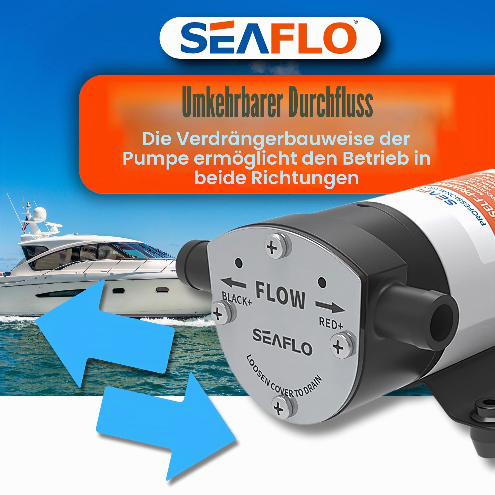 SEAFLO Marine Bilge/Balastpumpe, 12 V, 8 GPM, selbstansaugend