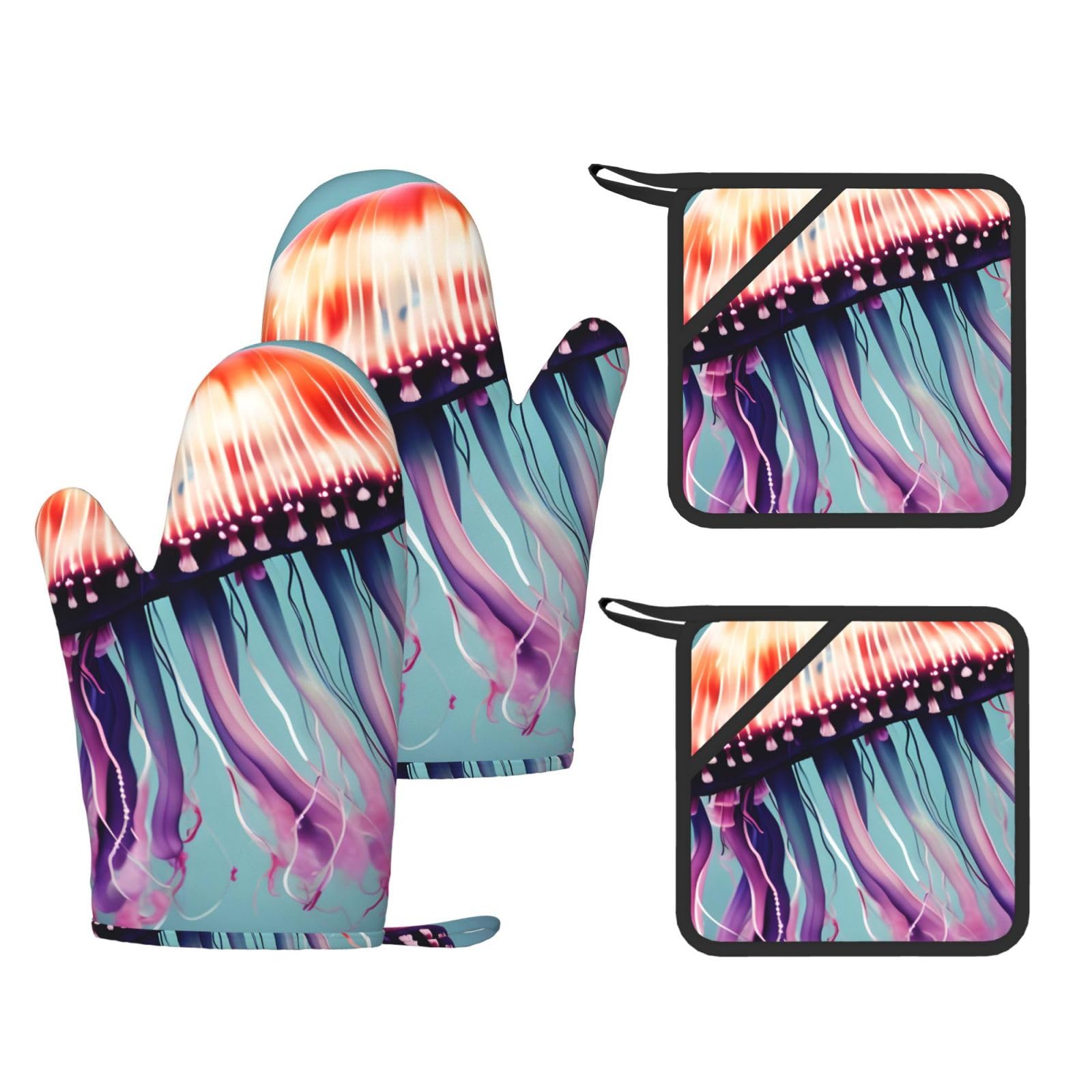 Gants de cuisine en silicone anti-brûlure lot de 4 pour sortir les plats du four
