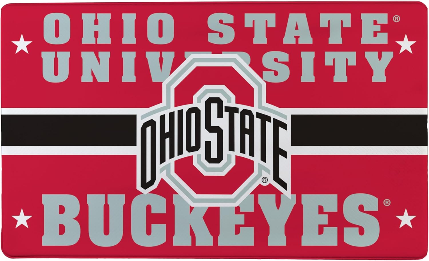 NCAA Ohio State University Indoor Entrance Welcome Mat, 30"x18" Anti-Fatigue Kitchen Mats and Rugs, Non Slip Backing, Waterproof Ergonomic Comfort Mat for Entryway, Office, Dorm, Man Cave
