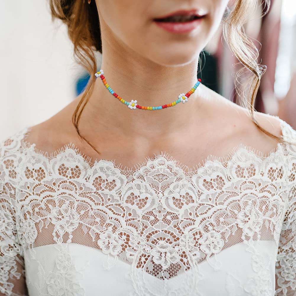 Collana girocollo con perline di semi di fiori di margherita - Collana estiva colorata, 16 pollici - Italia