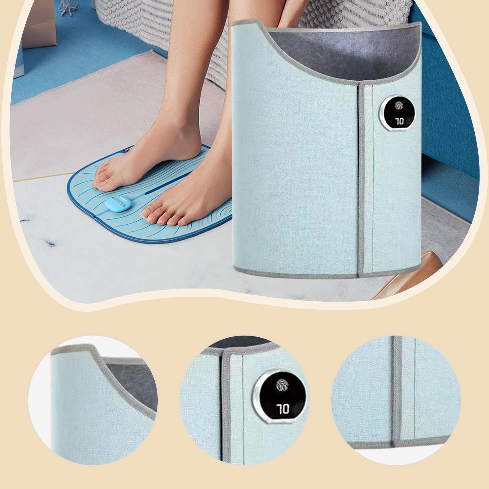 Harilla Calentador de Piernas Portátil y Silencioso, Calentador de Pies Eléctrico para Usar Debajo del Escritorio, Apagado Automático, Almohadilla Calefactora con 5 Niveles de Temperatura 45-70℃, Azul