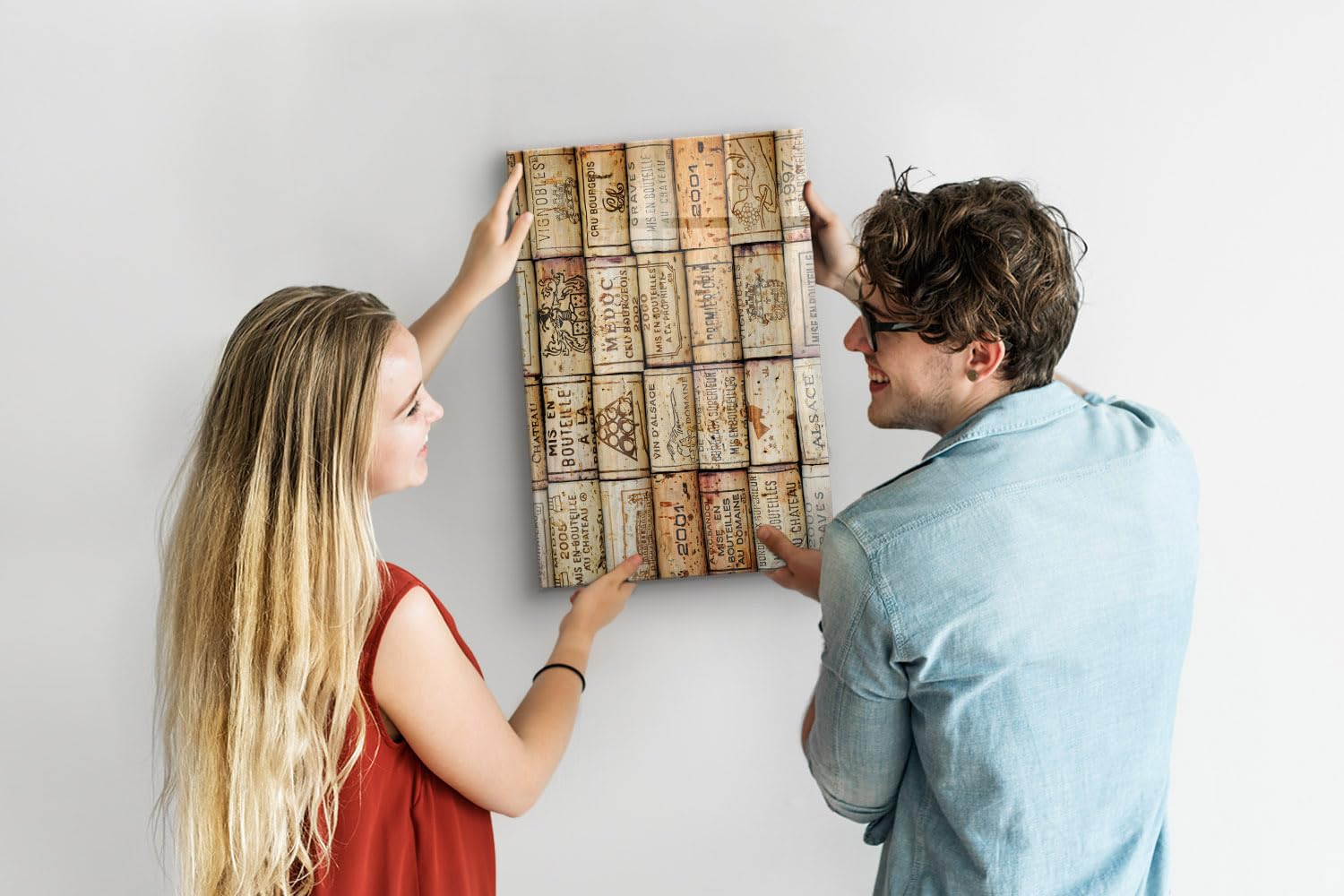 Tablero magnético de vidrio vertical | Incluye imanes fuertes | Perfecto para notas, fotos y planificación diaria | Diseño moderno - 40x60cm - Corchos de vino