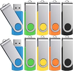 Cle USB 4 Go Lot de 10 USB 2.0 Clé USB Flash Drive Rotative Clef USB Couleur Mixte Mémoire Stick Métal Flash Drive