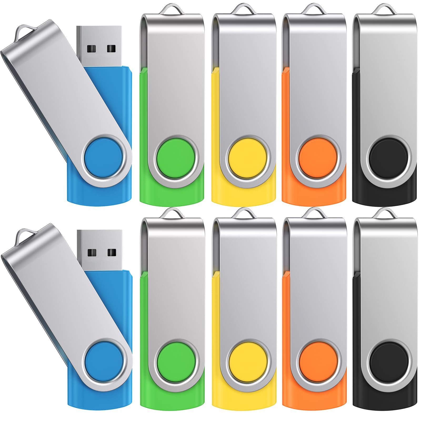 Cle USB 4 Go Lot de 10 USB 2.0 Clé USB Flash Drive Rotative Clef USB Couleur Mixte Mémoire Stick Métal Flash Drive