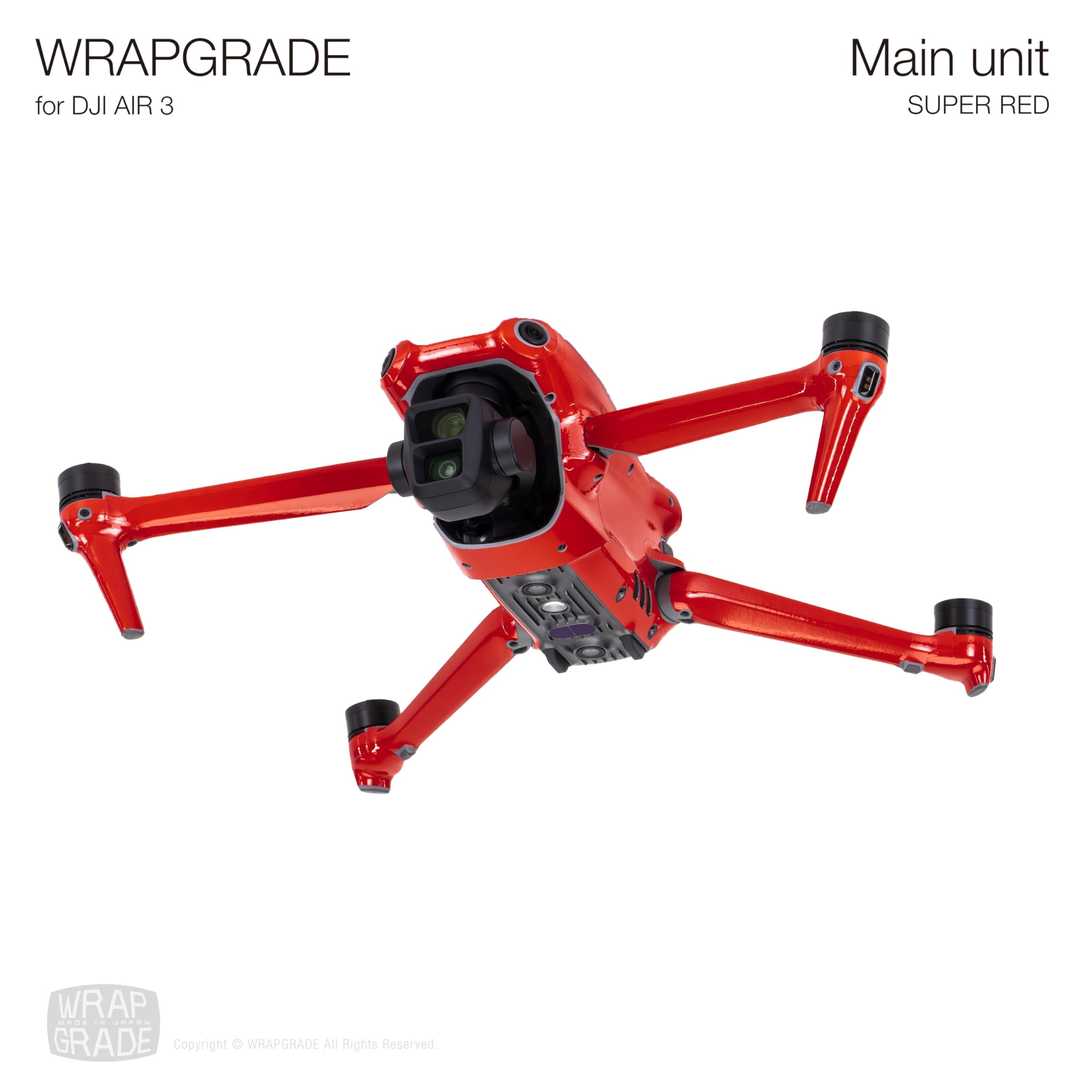 WRAPGRADE Skin Stickers compatible with DJI Air 3, SUPER RED - Image 4