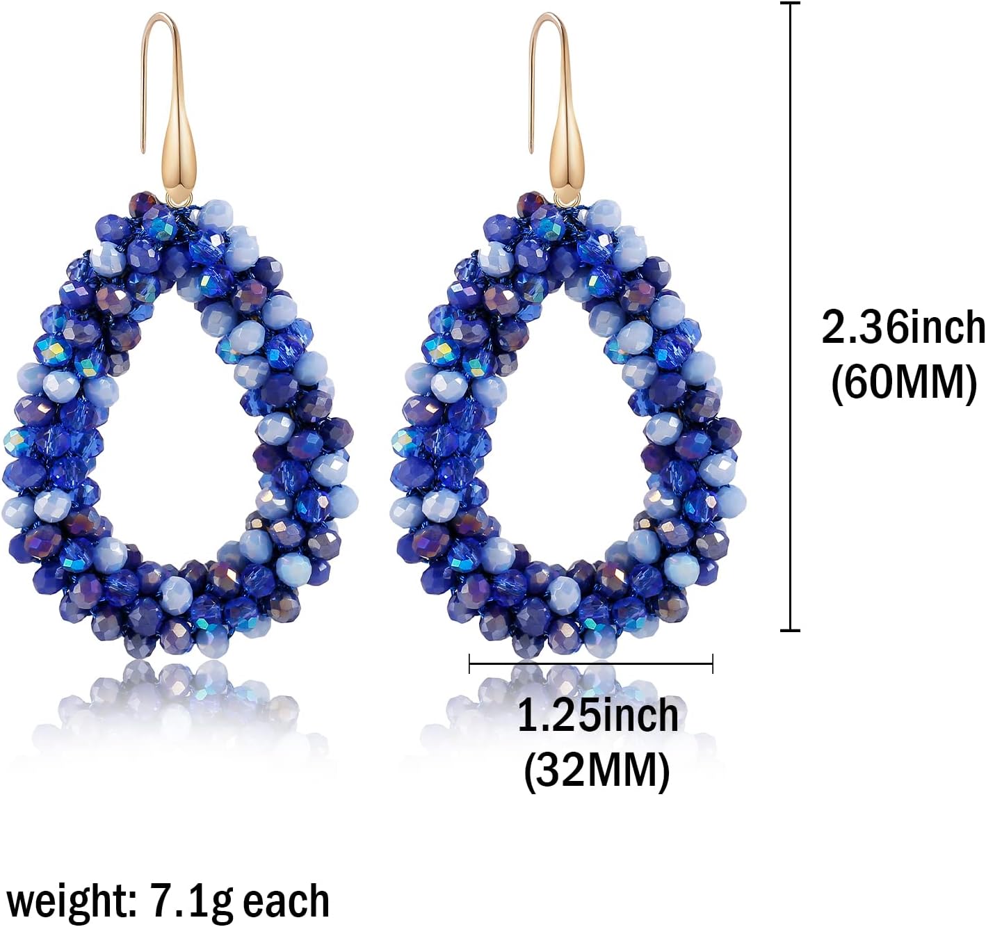 Colorful Beaded Hoop Dangle Earrings For Women Statement Boho Summer Beach Teardrop Drop Earrings Fashion Jewelry Gifts - Image 2