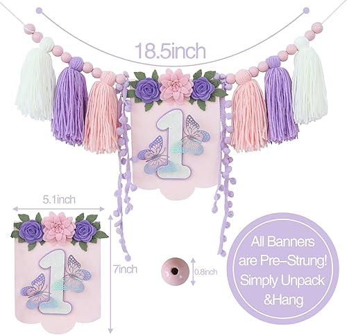 Vista 41 de Juego de decoración de primera fiesta con diseño de margaritas bohemias para silla de bebé, decoración de primera fiesta con adorno de pastel hecho