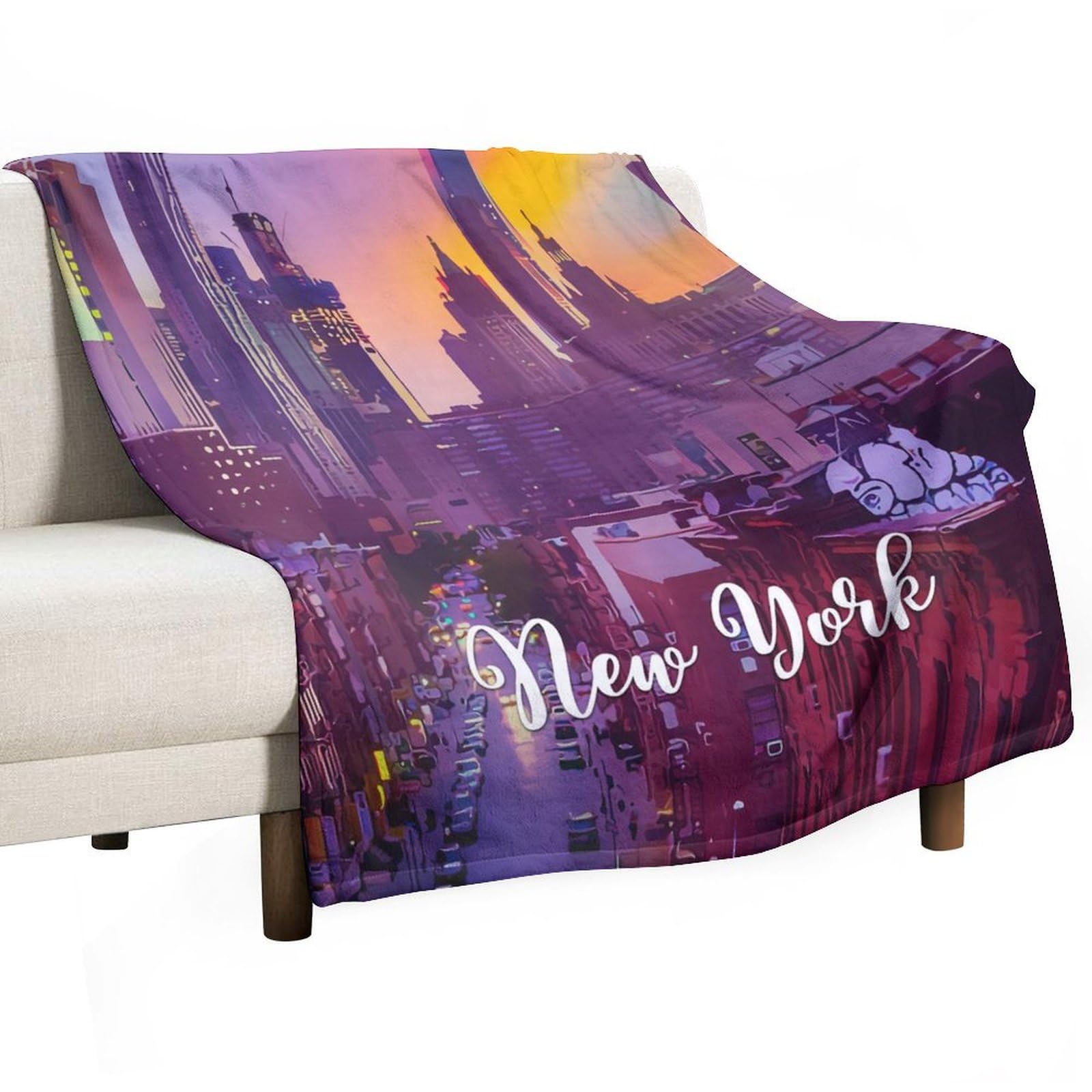 Couverture flanelle respirante paysage de New York en polaire haut de gamme