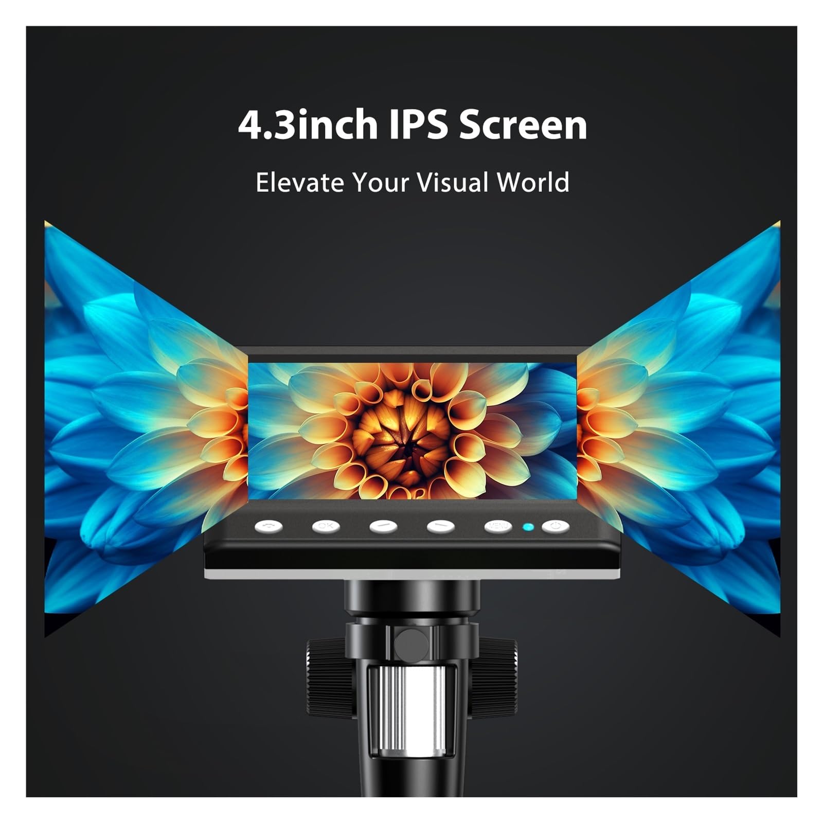 4.3'' Digital Microscope 1000X Coin 1080P Video For Adult Soldering With 8 LEDs, PC View