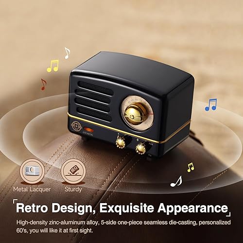 Miniatura 4 de Muzen - Altavoz Bluetooth OTR, portátil, inalámbrico, vintage, con sonido nítido, altavoces Bluetooth con radio FM, para el hogar, oficina y