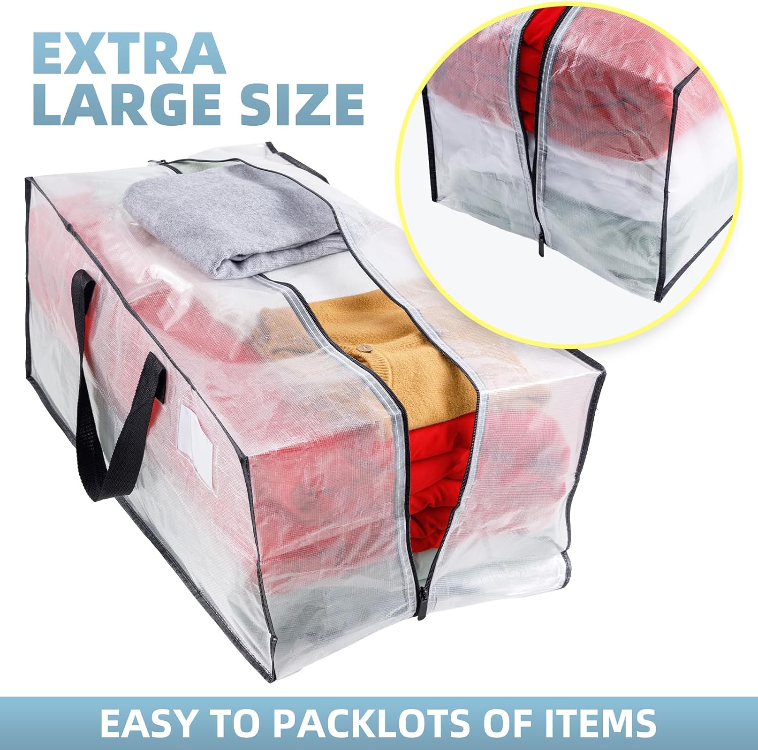 Clear 8 Packs Extra Large Moving Bags with Backpack Straps & Carrying Handles, Heavy-Duty Moving Boxes with Sturdy Zippers, Foldable Storage Totes for Moving, Dorm College Packing Supplies