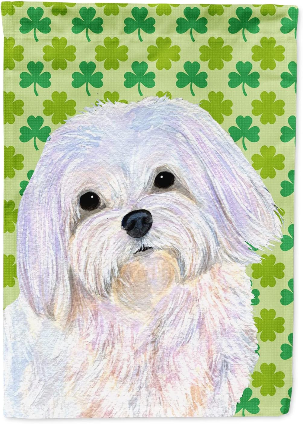 Caroline's Treasures SS4413CHF Maltese St. Patrick's Day Shamrock Portrait Flag Canvas, Large, Multicolor