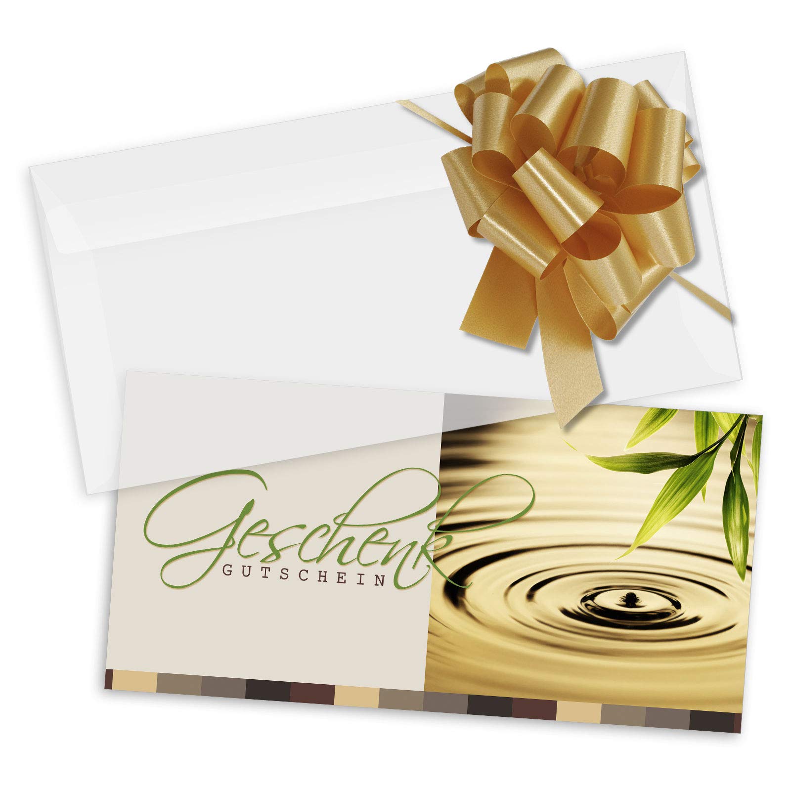 Gutschein-Set. 50x Gutschein + Kuvert + Schleife. Für Kosmetiksalon Wellness Massageinstitute, blanko zum selber Ausfüllen.