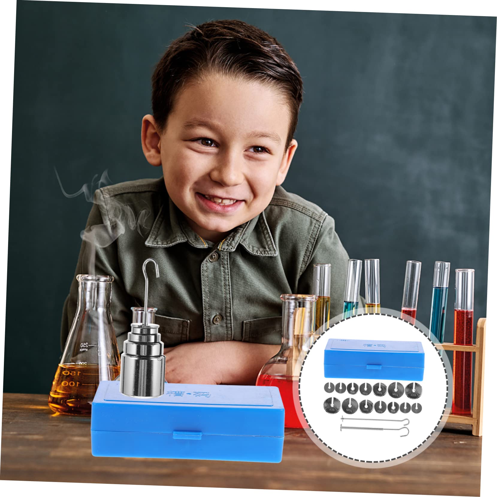 Poids à Fente de Laboratoire en Acier pour Expériences | Pesée et Tests D’équilibre, Surface Polie, Bords Lisses, Ensemble Scolaire Crochet et Boîte