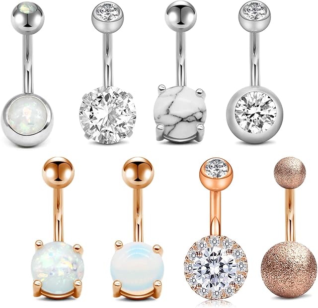 incaton 10MM Belly Bars 14G Belly Button Piercing 1.6MM Belly Button Bar for Women Belly Rings Belly Button Rings Piercing Jewelry