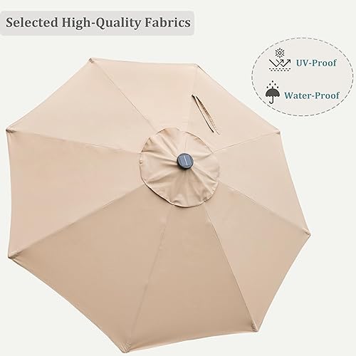 Miniatura 4 de Sunnyglade Sombrilla solar de patio con luz LED para exteriores de 9 pies con 8 tiras de luces LED y 8 varillas, práctico sistema de elevación de