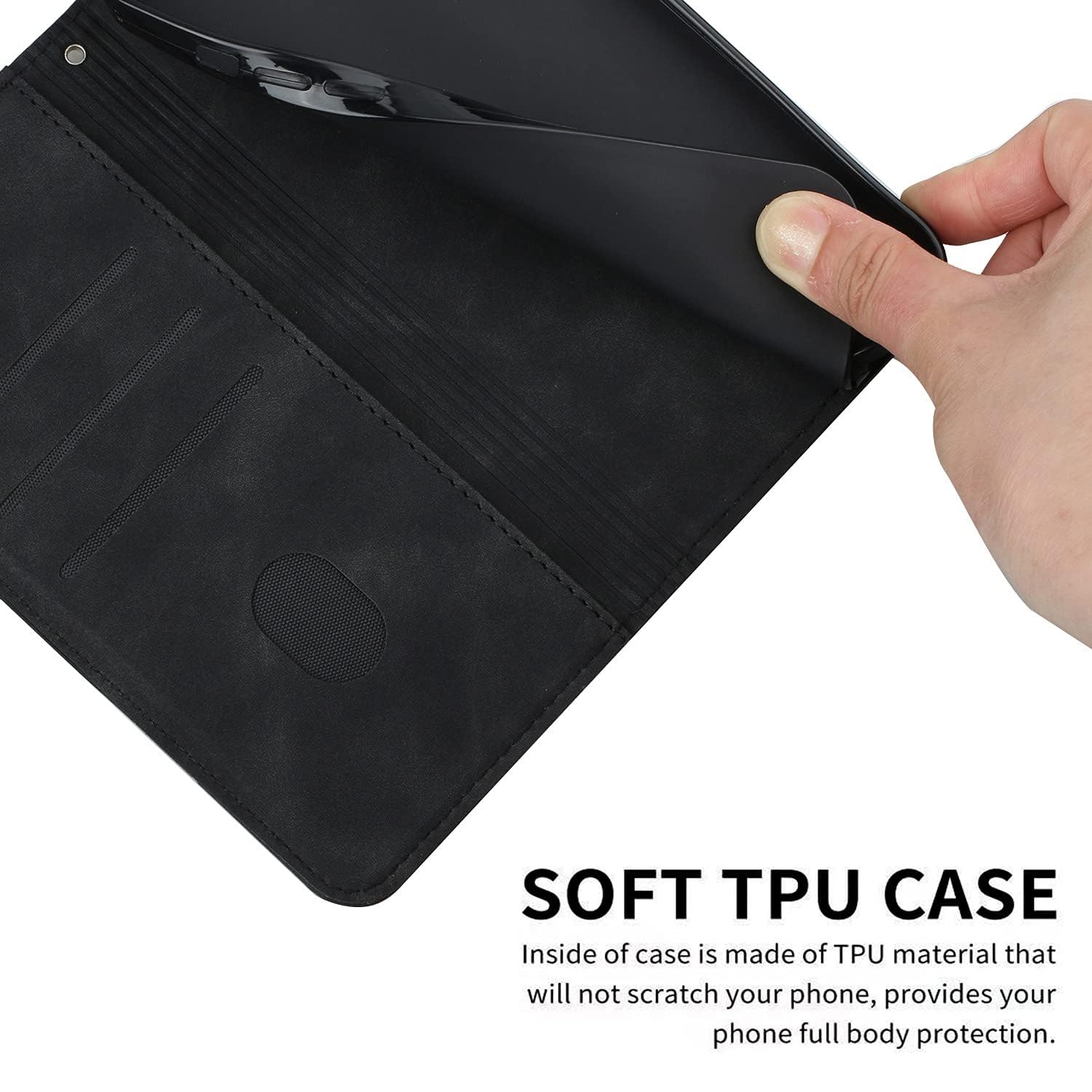 Etui do Motorola Moto Edge 50 Fusion, skórzane etui z klapką z wewnętrzną obudową TPU magnetyczny stojak z klapką kompatybilne z Moto Edge 50 Fusion - Czarny