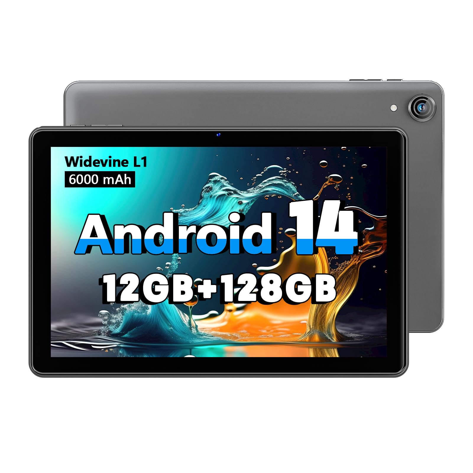 2024 Tablet 10 Pollici Android 14 compresse, 12GB RAM + 128GB ROM (Espandere a 1TB), Octa Core 1280 * 800 IPS HD Display, Unisoc A523 CPU, 5G/2.4G WiFi, Dual 5MP + 8MP Fotocamera, (Grigio)