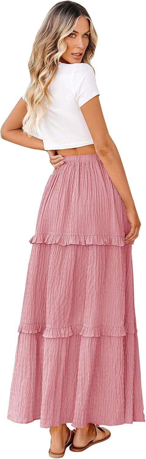 BTFBM Women's Long Summer Skirt 2026 Elegant High Waist Cocktail Party Wedding Guest Dress Flared A-Line Midi Skirts - Image 2