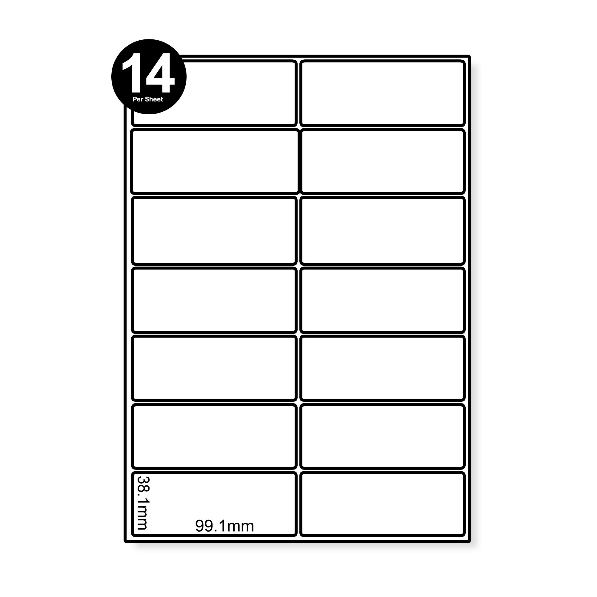 Packwith® 14 Label Per Sheet (99.1 x 38.1mm) Address Labels Stickers Self-Adhesive Removable Stickers for Laser/Inkjet Printing Pack of 500 Sheets(7000 Labels) #SAL-500-14 — image 1