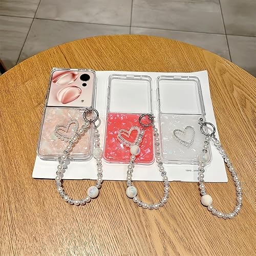 Miniatura 3 de Funda para Samsung Galaxy Z Flip 7 FEZ Flip6, diseño femenino de corazón de amor, funda para teléfono Flip7 FE con purpurina y parte trasera de