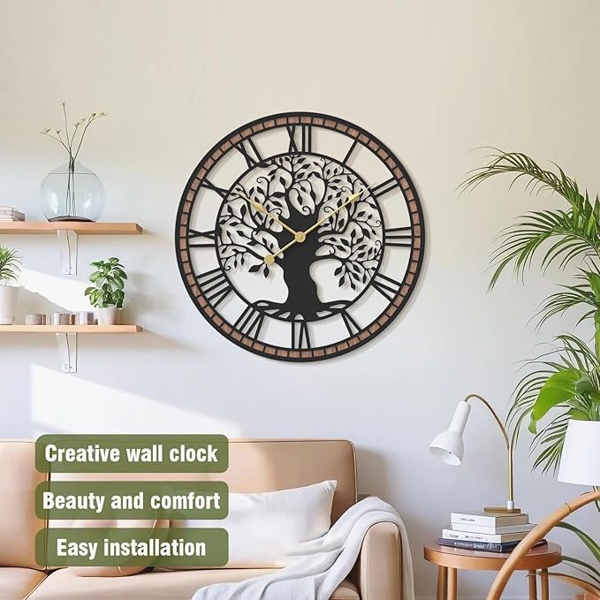 Reloj de Pared Micasso Árbol de la Vida 45.7 cm Analógico Metal Madera miniatura 2