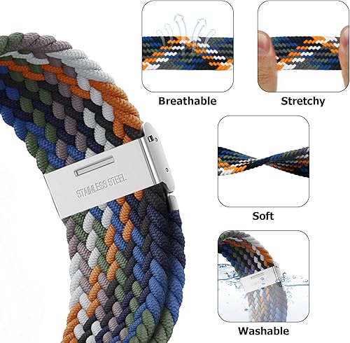 Miniatura 2 de Nepfaivy Compatible with Apple Watch Band - 38mm 40mm 41mm Braided Stretchy Sport Band for Apple Watch Series SE 8 7 6 5 4 3 2 1, Women Men Nylon