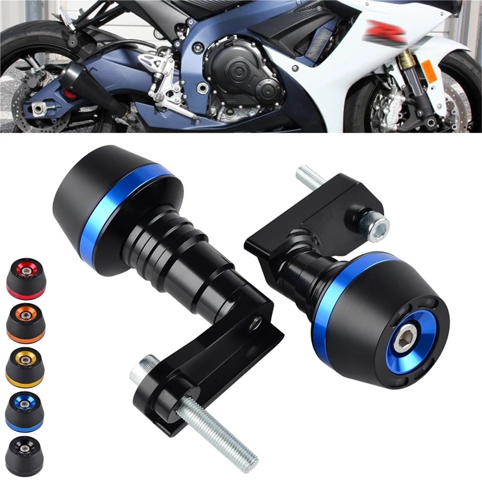 Przednie tylne koło oś widelca suwaki Pasuje do Suzuki GSX-R600 GSX-R750 GSXR600 GSXR750 2011-2017 motocyklowe ochraniacze przed upadkiem rama suwaki(Blue)