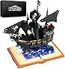 ZYLEGEN Pirate Ship Building Toy Set,Black Pearl Pirate Ship Black Hawk Sailboat Sets with Book Building Blocks Toys Set for Ages 12 Boys Girls919Pcs