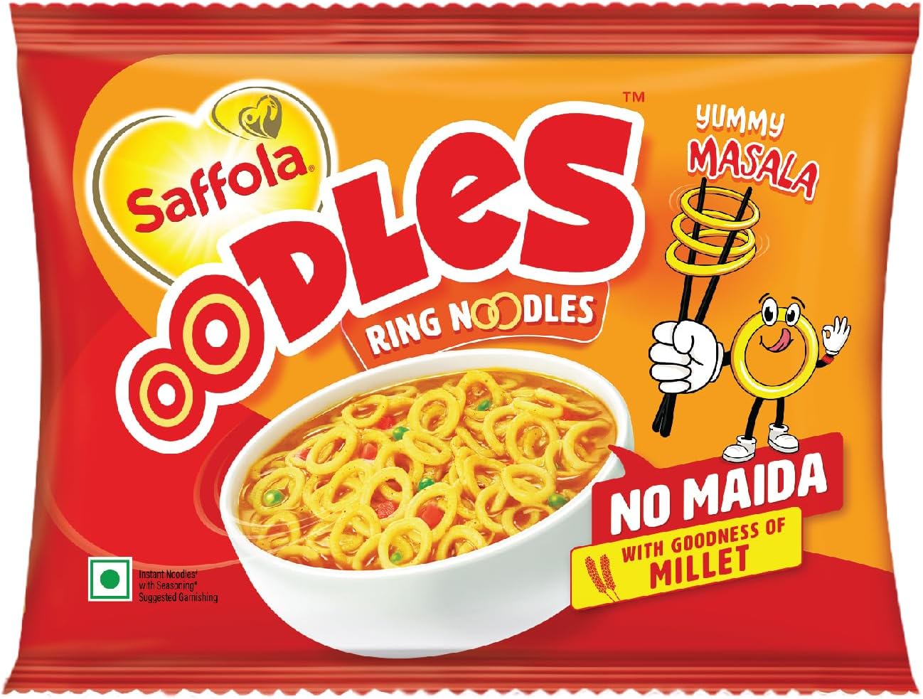 Oodles, No Maida Oats Noodles, Instant Noodles Packets, Healthy Noodles Masala, Ring Noodles, 53g (1 Serves)