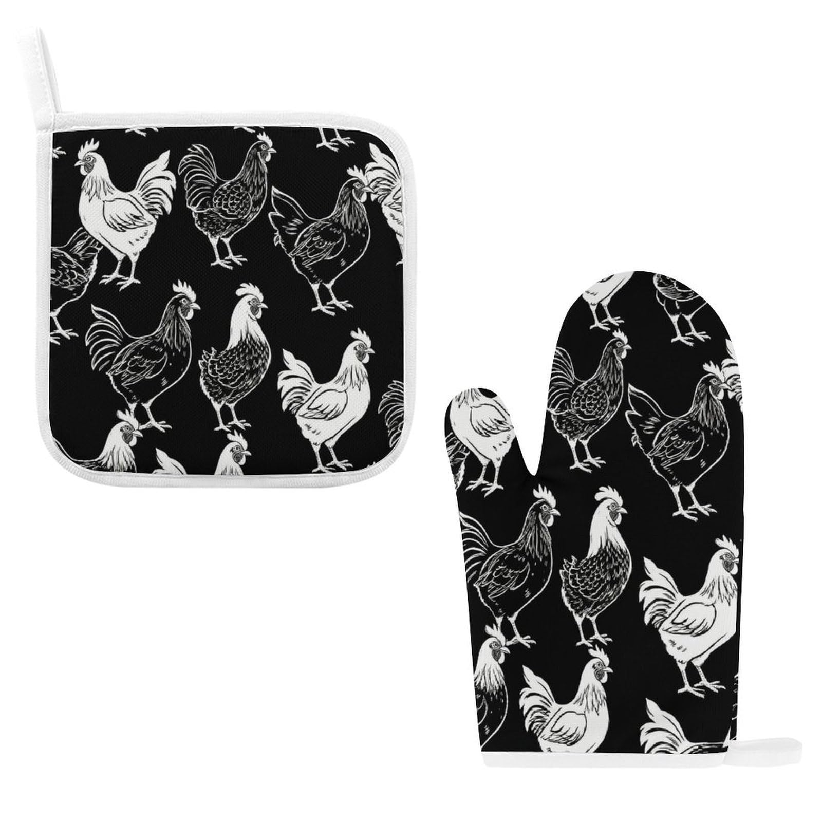 Fodpand Style Chickens Rooster Oven Mitts And Pot Holders Sets