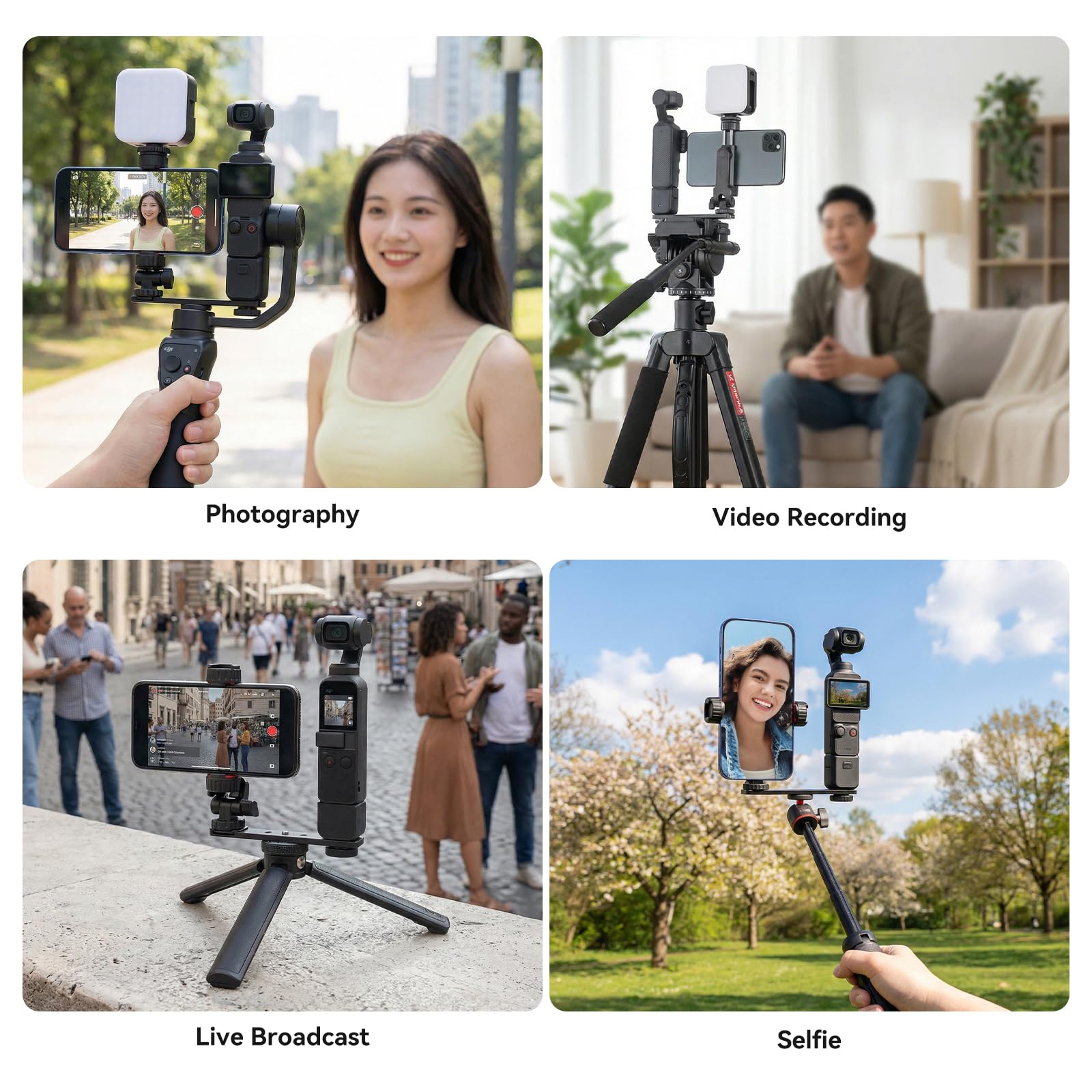 UTEBIT Soporte para Teléfono Compatible con dji Osmo Pocket 3, Accesorios de Extensión para Soporte de Teléfono Móvil con Orificio Roscado de 1/4" para Usar con Trípode y Varilla de Extensión