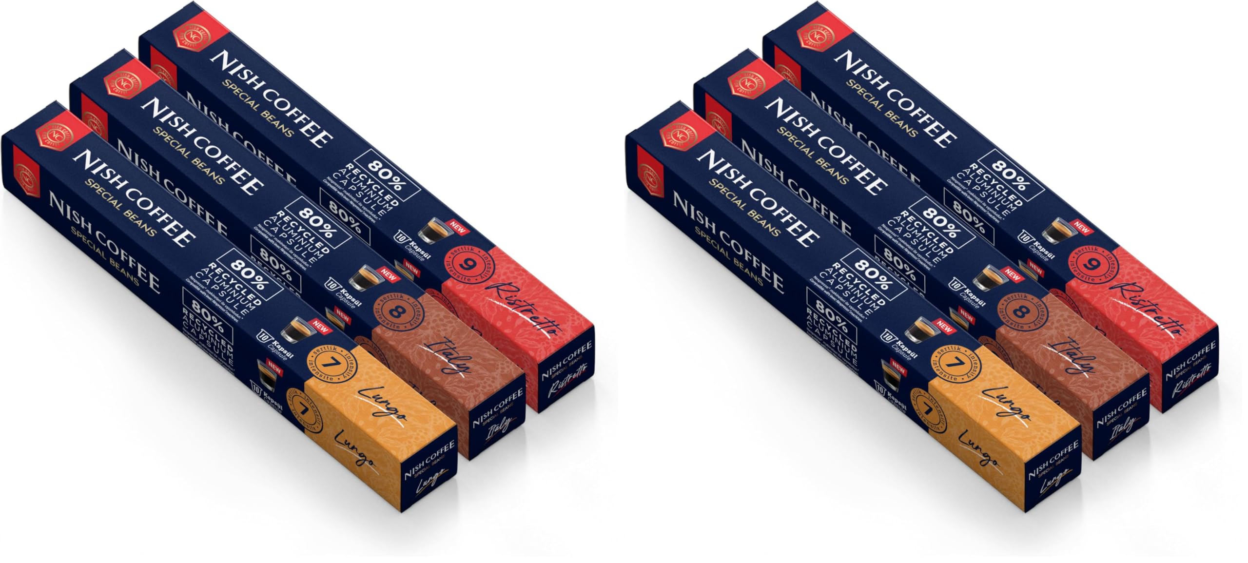 Nish Kahve Nespresso Uyumlu Kapsül Kahve 3'lü Set Lungo, Italy, Risteretto 30 Adet (2 paketi)