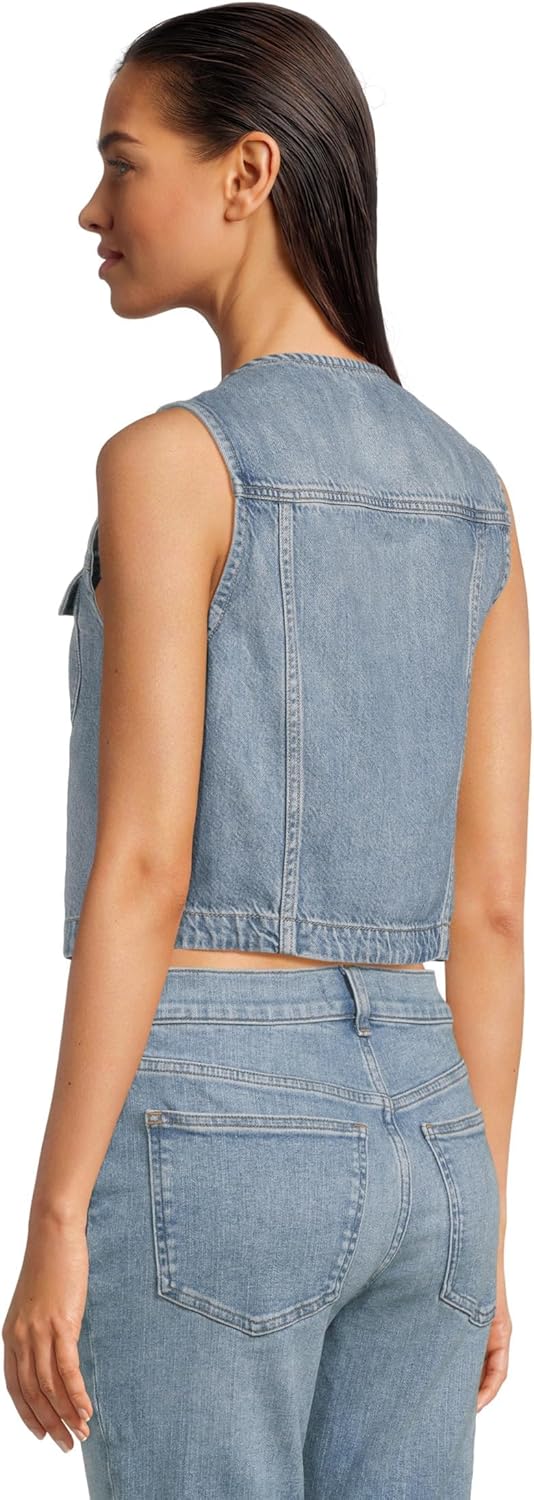 Madewell womens Round Neck Button Denim Shell in Robertson Wash - Image 3