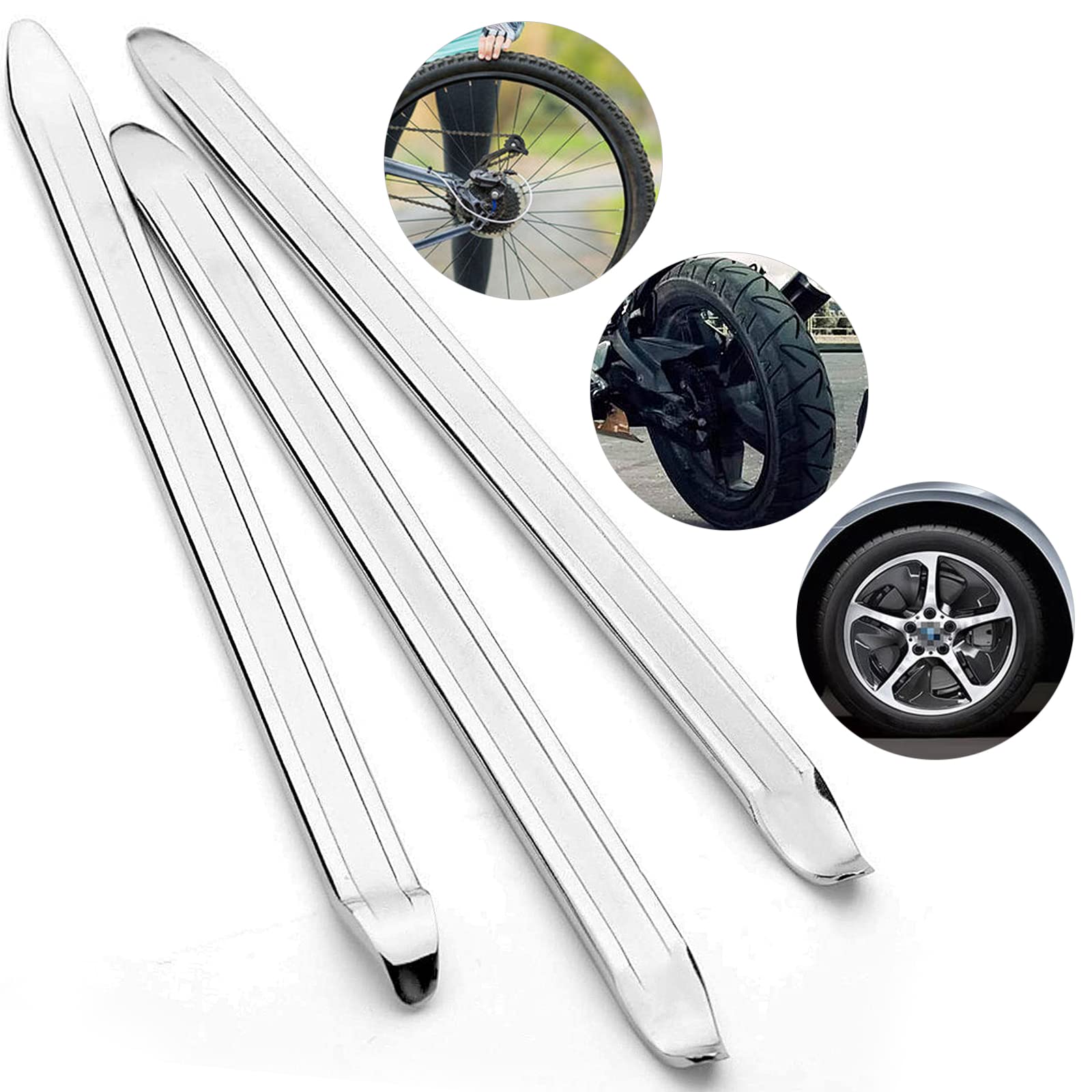 Juliyeh 3Pz Leva per Pneumatici, Leve per Pneumatici in Acciaio al Manganese Strumenti di Riparazione per La Rimozione della Gomma del Cucchiaio per Bici Motocicletta Bicicletta 30CM