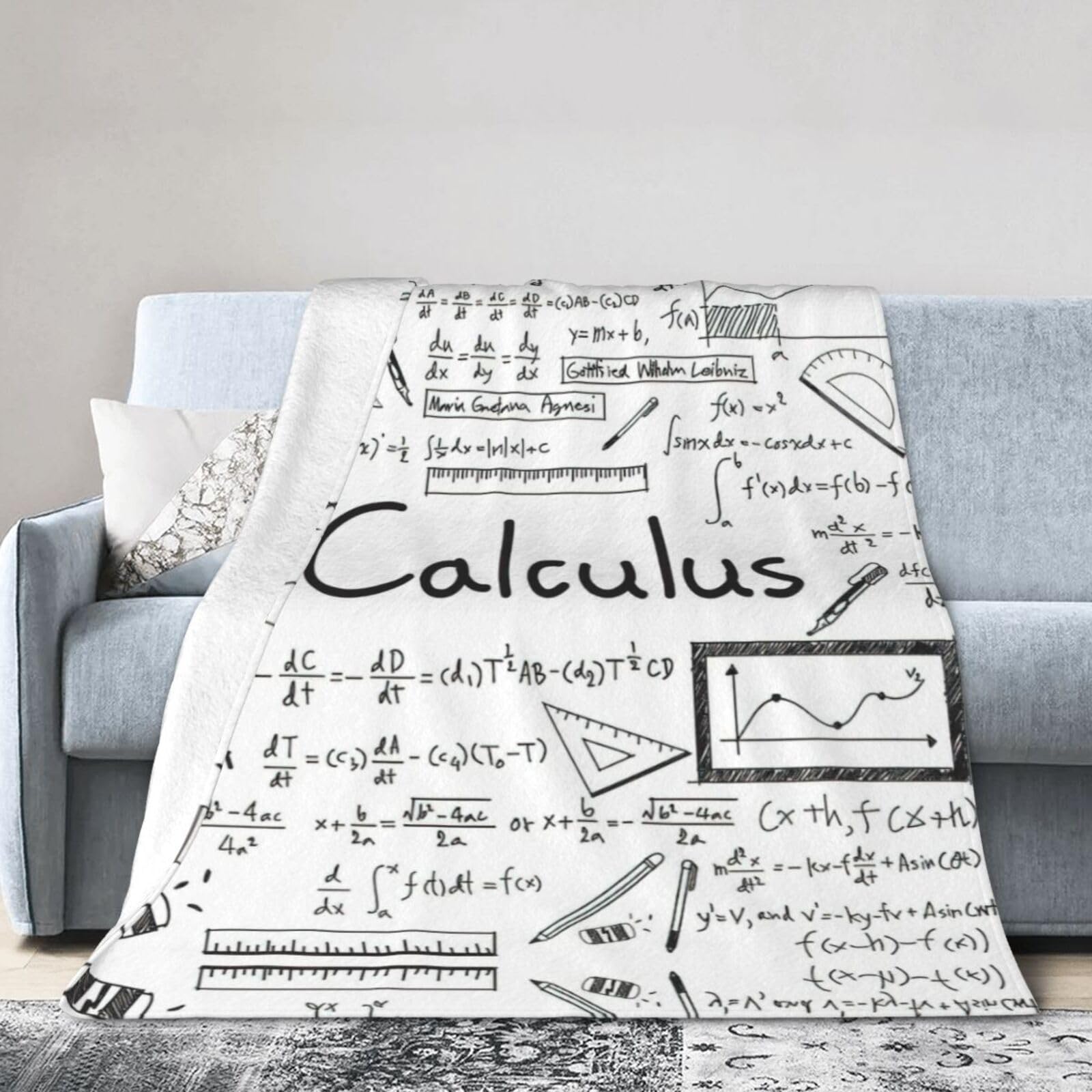 Soft Cosy Fleece Warm Throw Math Geometry Geek Calculus Print Blanket