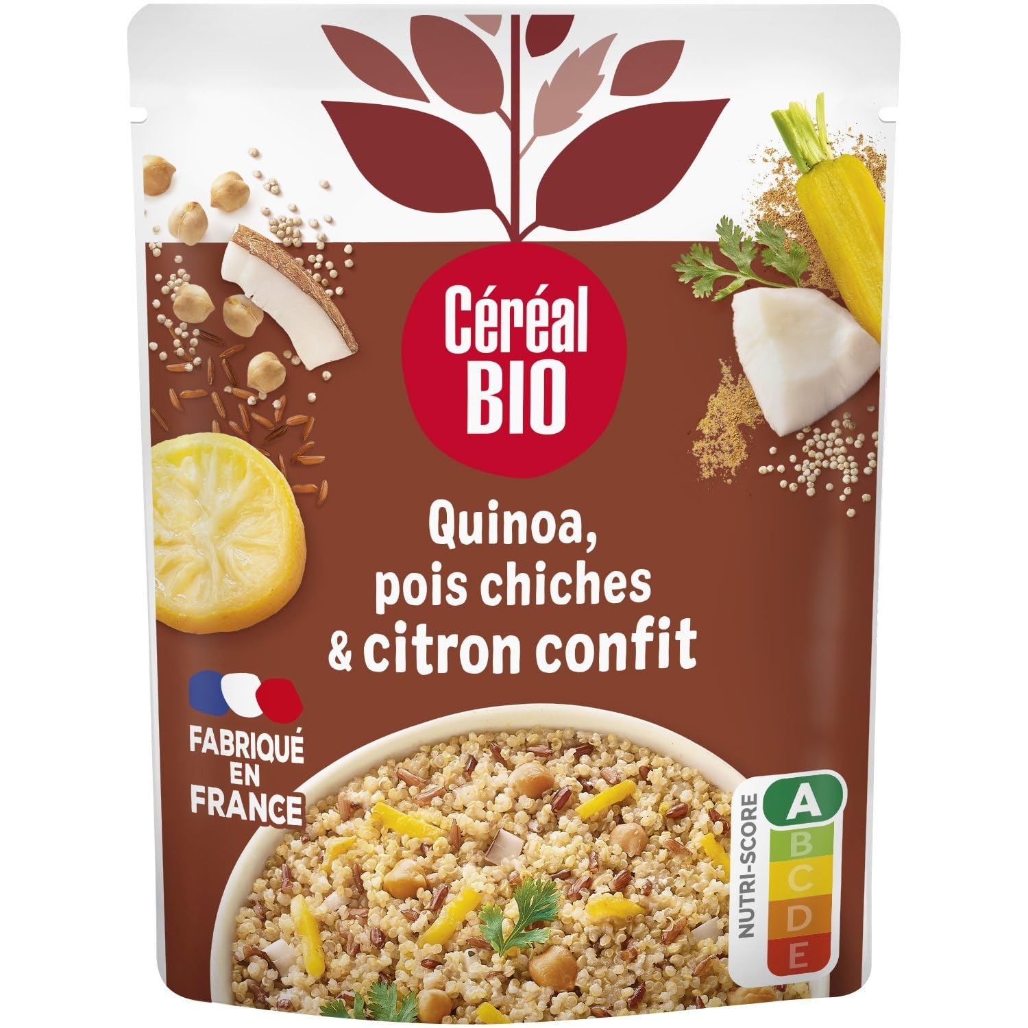 CEREAL BIO – Quinoa Royal Gourmand aux Pois Chiches et Citron Confit Bio, Saveur Authentique (Sachet 220g) - Lot de 4 - vendu par Lot